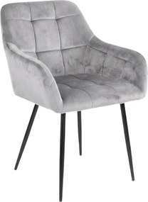 Szürke LOREN VELVET étkezőfotel fekete lábakkal