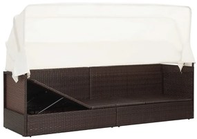 Barna polyrattan kerti kanapé napellenzővel