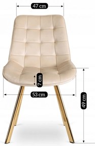 Elegáns Bézs/Arany Étkezőszék Bársony Kárpitozással. DEVI