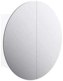 fehér fürdőszobai szekrény kerek tükörrel/LED-del 40x40x17,5 cm