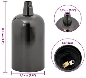2 db fényes fekete lámpatartók E27
