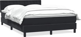 vidaXL fekete bársony rugós ágy matraccal 160x220 cm