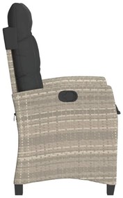 világosszürke polyrattan dönthető kerti szék párnával