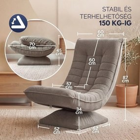 ABERDEEN CORD napozó fotel, bordázott huzat, 87×60×105 cm, szürkésbarna (taupe) Casaria