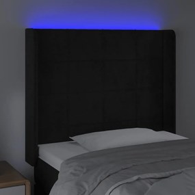 fekete bársony LED-es fejtámla 103x16x118/128 cm