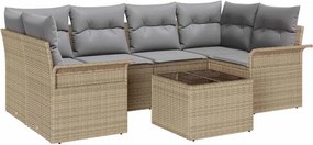 vidaXL Kerti Kanapé Szett 7 pcs Bézs Poli rattan
