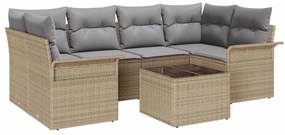 vidaXL Kerti Kanapé Szett 7 pcs Bézs Poli rattan