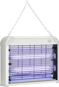 Outsunny 20W LED UV Szúnyog- és Rovarmérgező Levehető Tálcával, Fehér Szúnyoglámpa ABS-ból és Fémből, 39x8x28 cm | Aosom