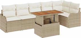 vidaXL Kerti Kanapé Szett párnával 7 pcs bézs és krémszínű