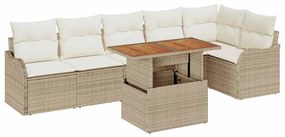 vidaXL Kerti Kanapé Szett párnával 7 pcs bézs és krémszínű