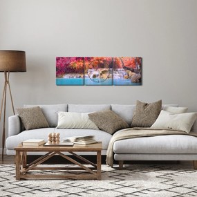 Türkiz lagúna, Laosz, Tat Kuang Si képe (órával) (90x30 cm)