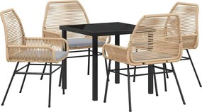vidaXL Kert étkező szett párnával 5 pcs Barna polirattan