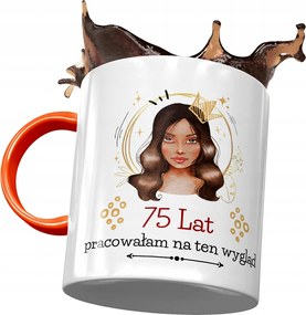 Narancssárga bögre Születésnapra 75 75-es 75-ös, fényképes nyomattal