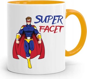 Sárga Ajándék Bögre Fiúnak Szuper Férfi nyomott mintával