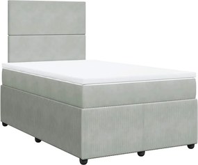 vidaXL világosszürke bársony rugós ágy matraccal 120 x 190 cm