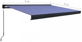 kék és fehér manuális kazettás napellenző 400 x 300 cm