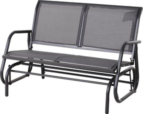 Outsunny 2-Fős Hinta Székes Kerti Pad Hinta Mechanizmussal, Fém Kerti Pad, 200 kg terhelhetőséggel, Kerti Bútor, 120 x 70 x 85 cm, Szürke | Aosom