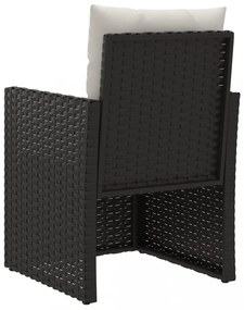fekete polyrattan kerti fotel párnákkal