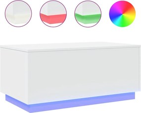 vidaXL fehér dohányzóasztal LED-lámpákkal 90x50x40 cm