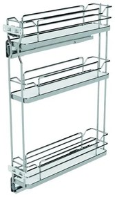 Konyhai fémrács, 150mm, bal oldalra szerelhető, króm-fehér, teljes kihúzás, csillapított záródás, rejtett fióksín, 3 kosár SIGE, Infinity Line 002