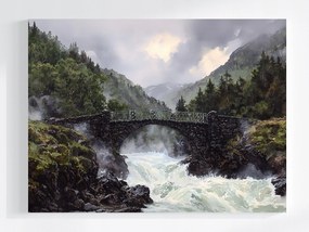 Vászonkép Canvas Tájkép Szabadtér Hegyek Folyó Vízesés Híd Kilátás 100x75