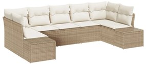 Kerti Kanapé Szett 7 pcs bézs és krémszínű 289 x 154 x 85 cm