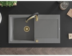 Mexen Leo, gránit mosogató 900x500x190 mm, 1 kamrás és Aster mosogató csaptelep, szürke, 6501-71-73450-57-G
