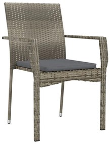 7 részes szürke polyrattan kerti étkezőgarnitúra párnával