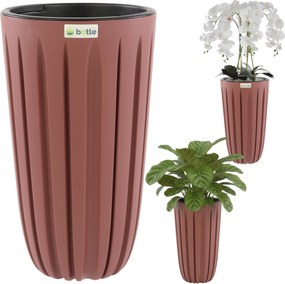 Virágtartó magas betét H 50cm rózsaszín kerek barázdált matt stílus