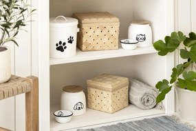 IB Laursen Fehér fém macskaeledel tároló fa fedéllel CAT FOOD