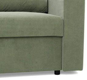 Zeus sarokkanapé, 2 ágyneműtartóval, egyenes kartámasz, kordbársony, univerzális oldal, bonell töltet, zöld