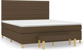 vidaXL sötétbarna szövet rugós ágy matraccal 180 x 200 cm