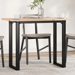 tömör fenyőfa és öntöttvas étkezőasztal O-vázzal 100x50x75,5 cm