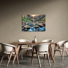 Kép - Svartifossi vízesés, Izland (üvegen) (70x50 cm)