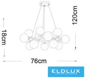 UNIVERSO Függeszték 15xG9 max.10w D760x180x1200mm IP20 Óarany