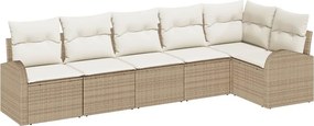 vidaXL Kerti Kanapé Szett párnával 6 pcs Bézs Poli rattan