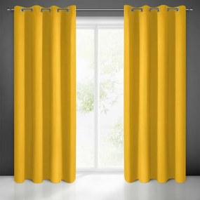 Sárga sötétítő függöny félig matt szövetből mustársárga 135x250 cm