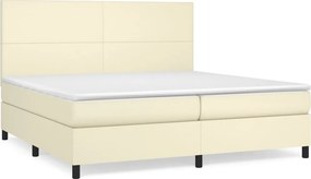vidaXL krémszínű műbőr rugós ágy matraccal 200 x 200 cm