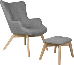 Szürke fotel lábtartóval Niko – Ropez