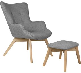 Szürke fotel lábtartóval Niko – Ropez