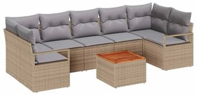 vidaXL Kerti Kanapé Szett párnával 8 pcs Bézs polirattan