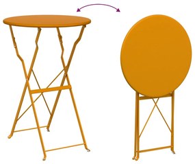 Összecsukható Bisztró Asztal Mustár Sárga Ø50x71 cm Porszórt Acél
