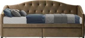 Ágy tárhellyel, 90x200, barna Velvet szövet, ZASKA