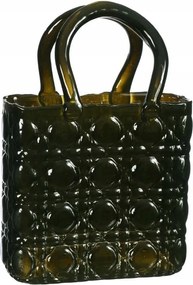 Üveg Váza Kézitáska 28 cm Zöld Sötét fogantyúkkal