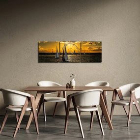 Jacht a naplementében képe (órával) (90x30 cm)