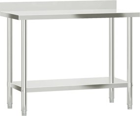 vidaXL rozsdamentes acél konyhai munkaasztal hátlappal 110x55x93 cm