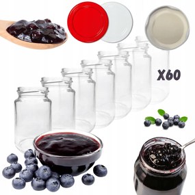 Befőttes üvegek 190ml 60x Készlet Fedéllel lekvárok fűszerek desszertek 53mm