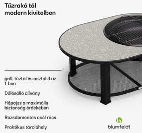 Blumfeldt Merano Circolo L, tűzrakóhely 3 az 1-ben, grill funkcióval, használható asztalként, 122 x 87 cm