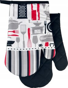 Konyhai kesztyű 18x27 mágnessel 2 db fehér fekete piros konyhai felszerelés