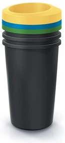 Szeméttároló szett válogatott hulladékhoz, kerek, 3 x 45 l, színes
